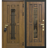 Входная металлическая дверь София с окном и ковкой.
