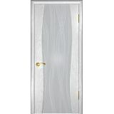 Дверь Аква-2 шпон дуб белая эмаль (стекло белое триплекс с рисунком)