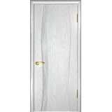 Дверь Аква-1 шпон дуб белая эмаль (стекло белое триплекс с рисунком)